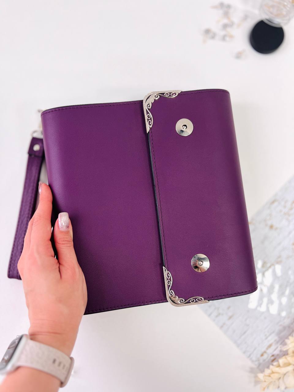 Violet Natural Italian Leather Planner A5, gift for her, perfect planner, Ring Planner Agenda A5 Six Ring Planner and Ring Personal Planner.