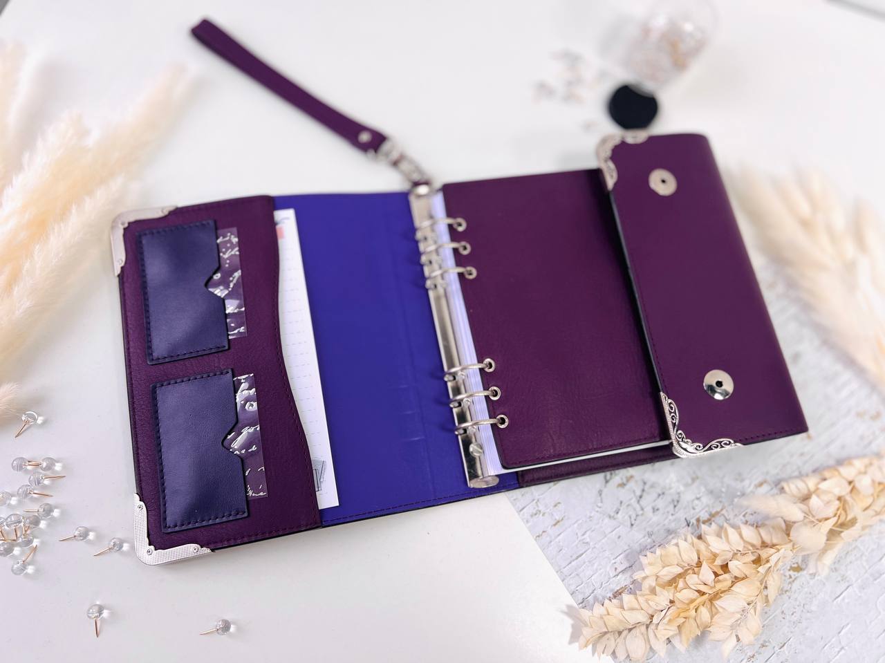 Violet Natural Italian Leather Planner A5, gift for her, perfect planner, Ring Planner Agenda A5 Six Ring Planner and Ring Personal Planner.