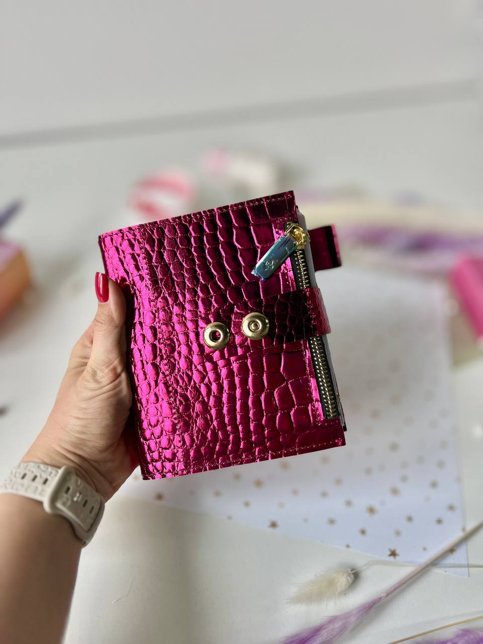 Leather mini notebook cover A7 binder,Planner A7 binder personal passport size, leather planner, planner binder 2 rings, diary for work.