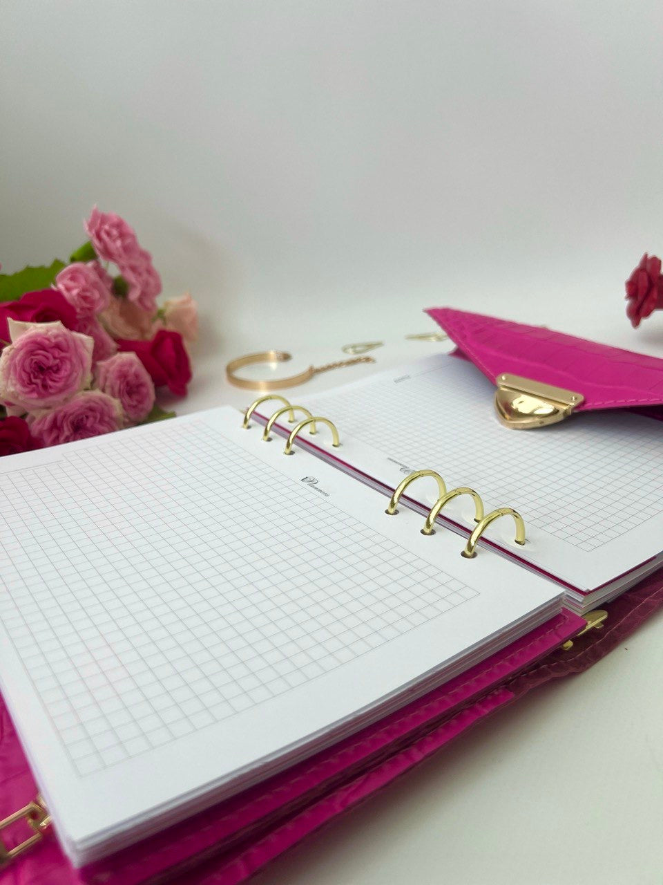 Hot pink leather notebook cover A5.