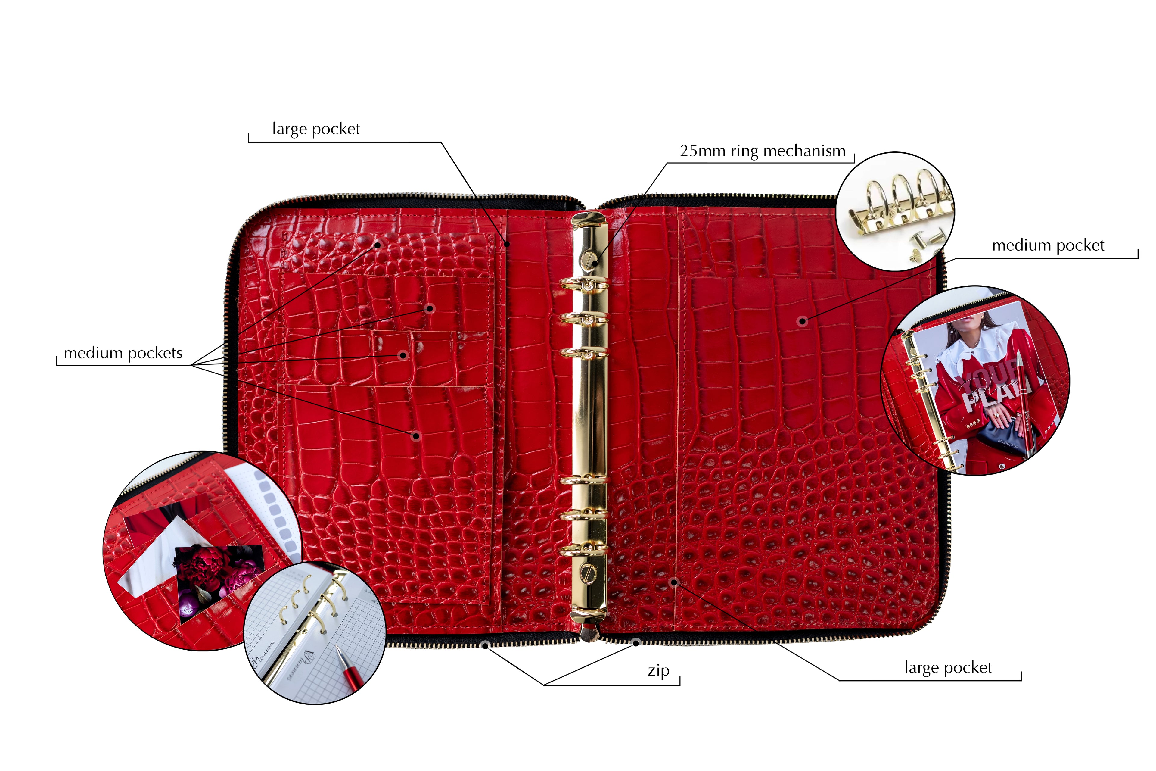 Cyprus, Limassol. Bag'planner. Double zippered leather planner organizer A5.