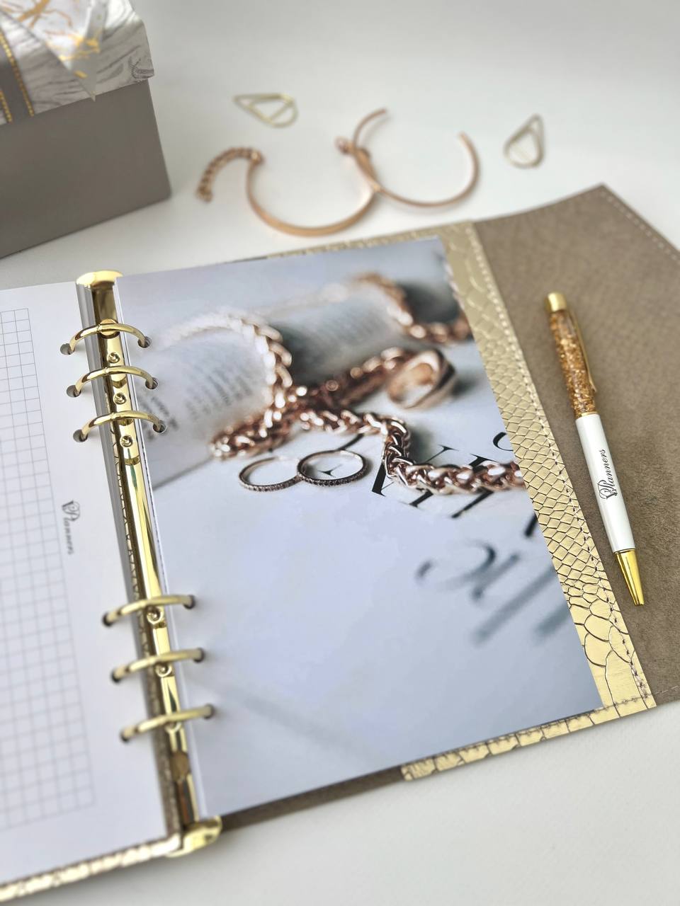 Gold leather planner A5