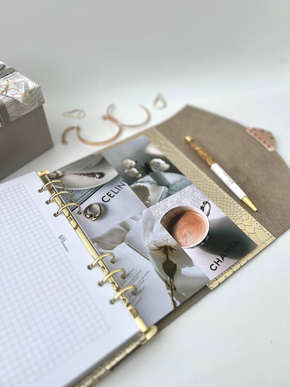 Gold leather planner A5