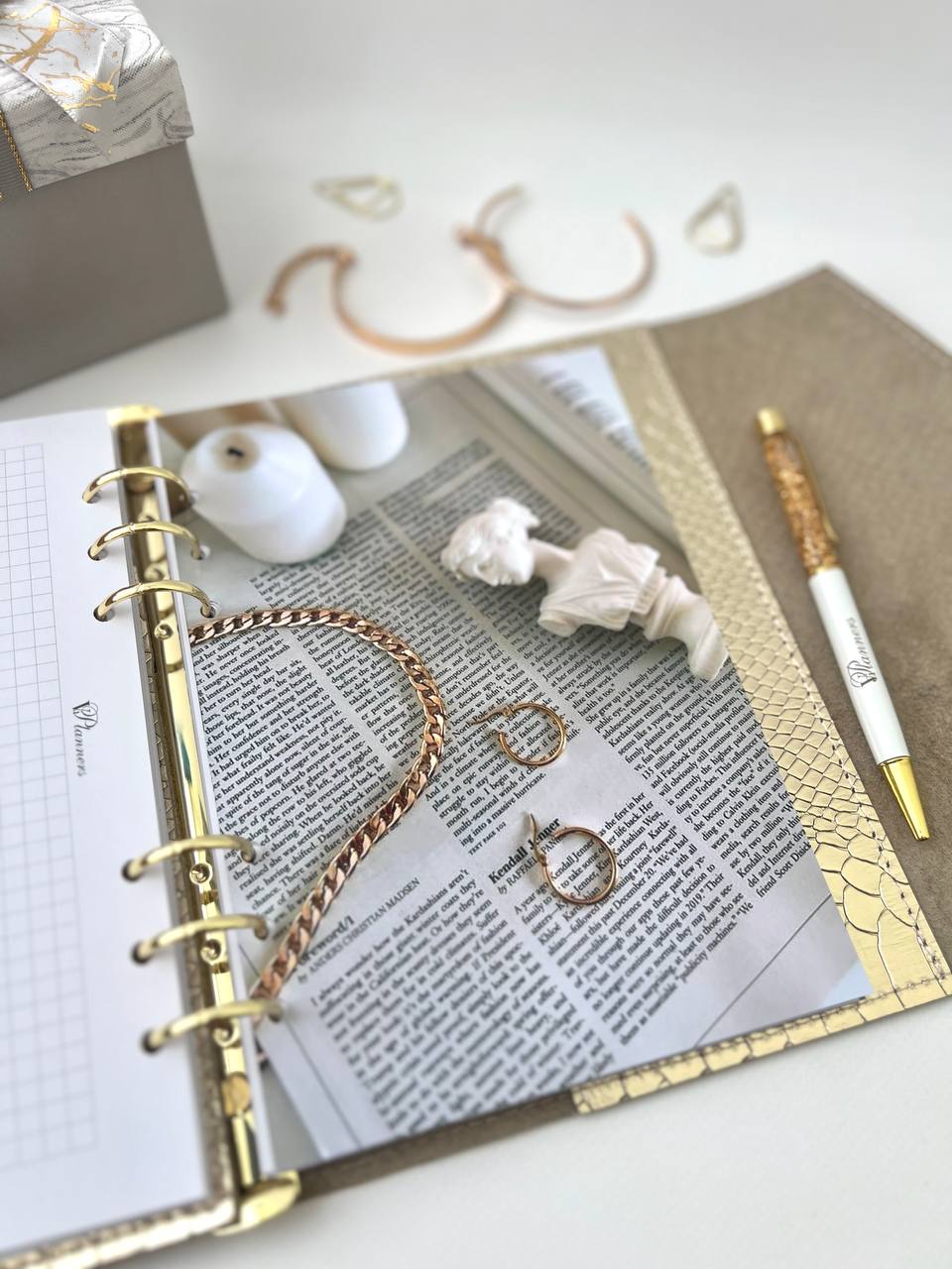 Gold leather planner A5