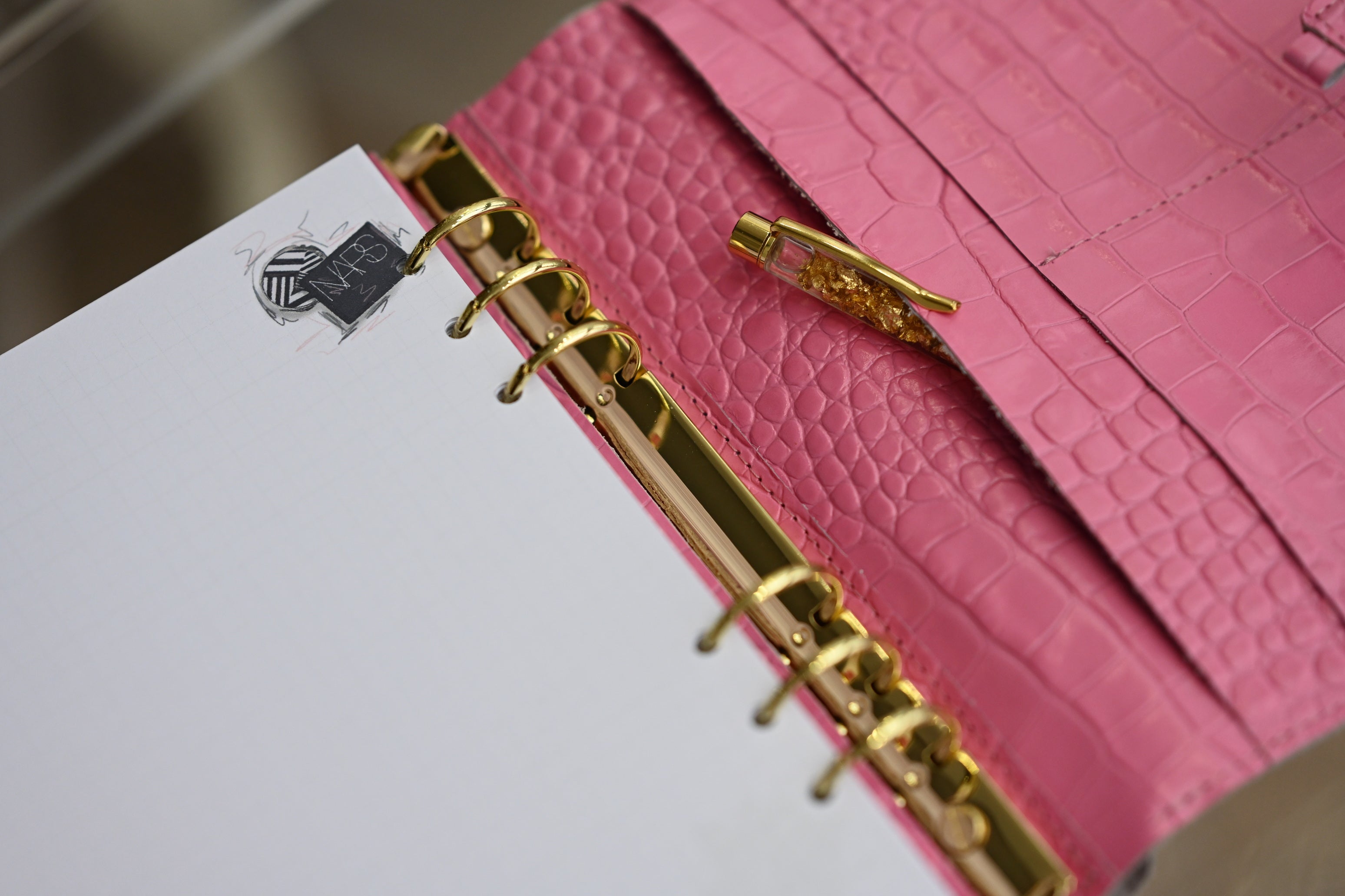 Cyprus , Limassol. Pink leather planner A5 with secret lock