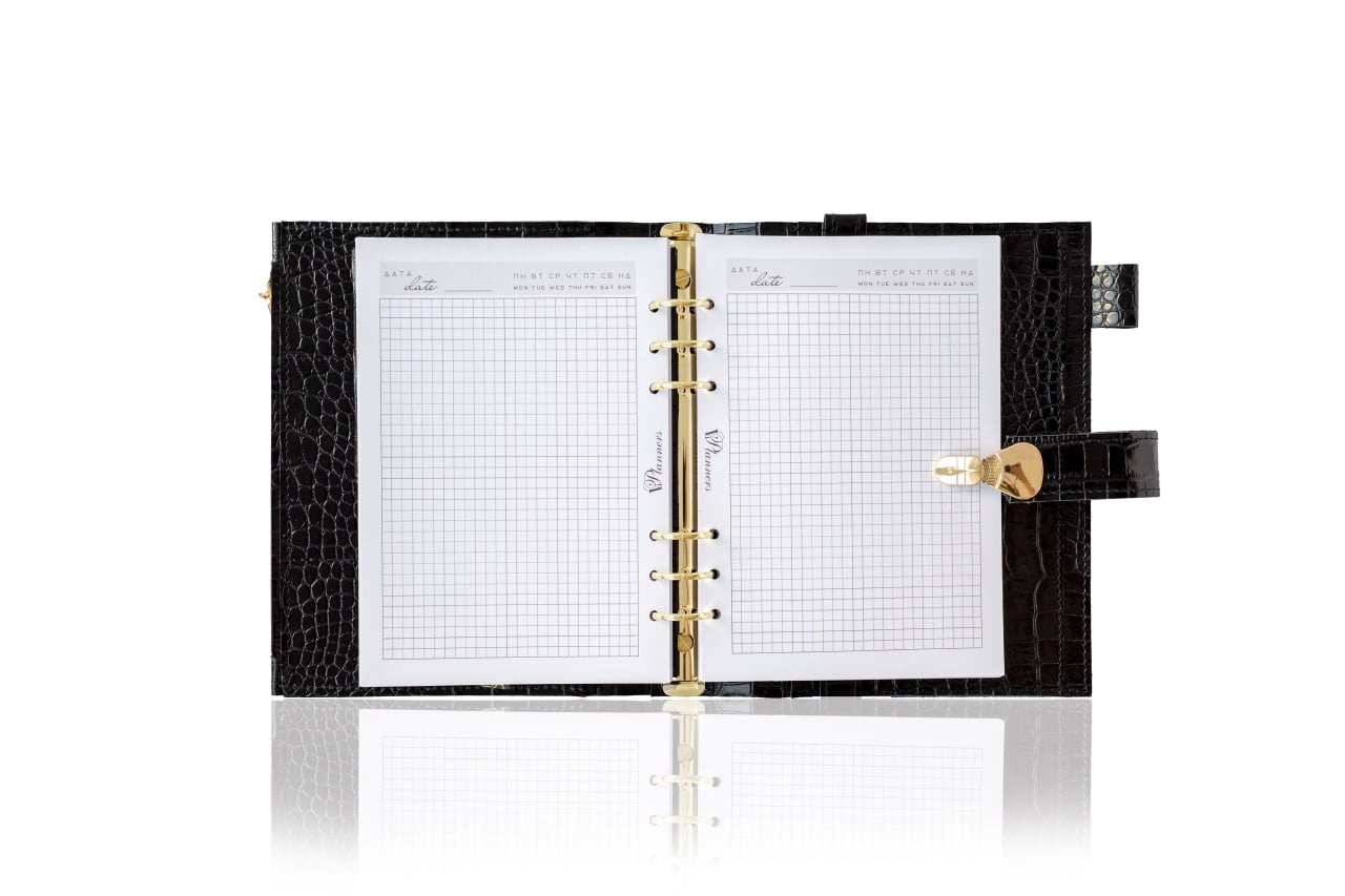 Black leather notebook cover A5 for documents A4 and A5 format.