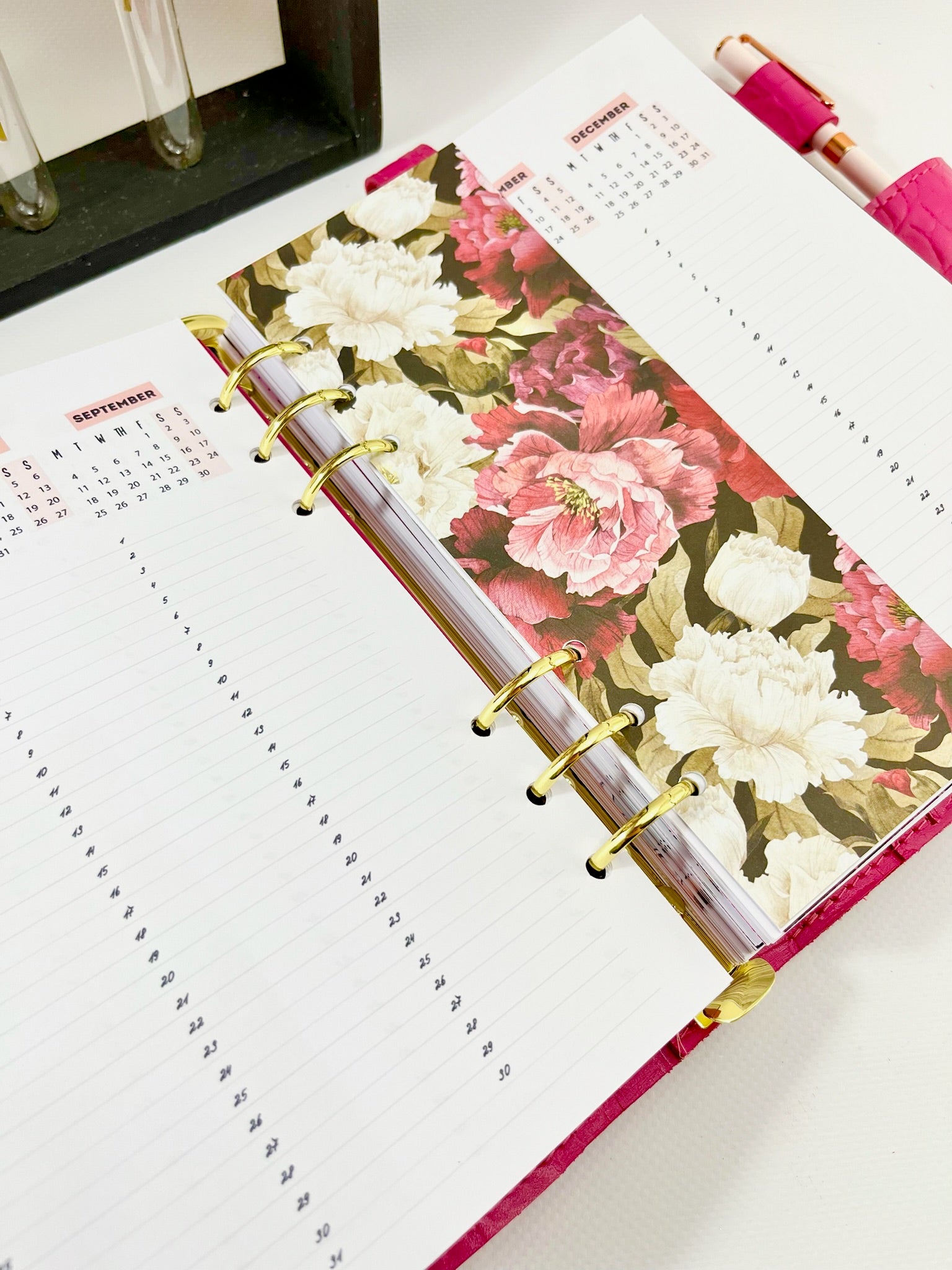 Pink leather notebook cover A5 for documents A4 and A5 format.