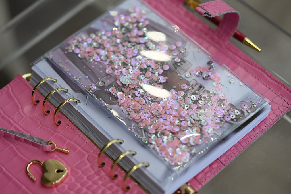 Cyprus , Limassol. Pink leather planner A5 with secret lock