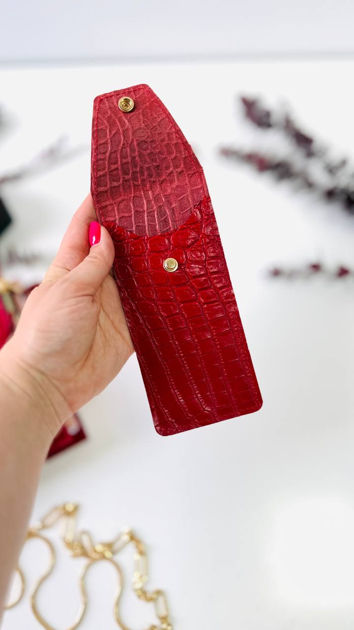A6 red leather planner with wallet and pencil case- ideal gift.