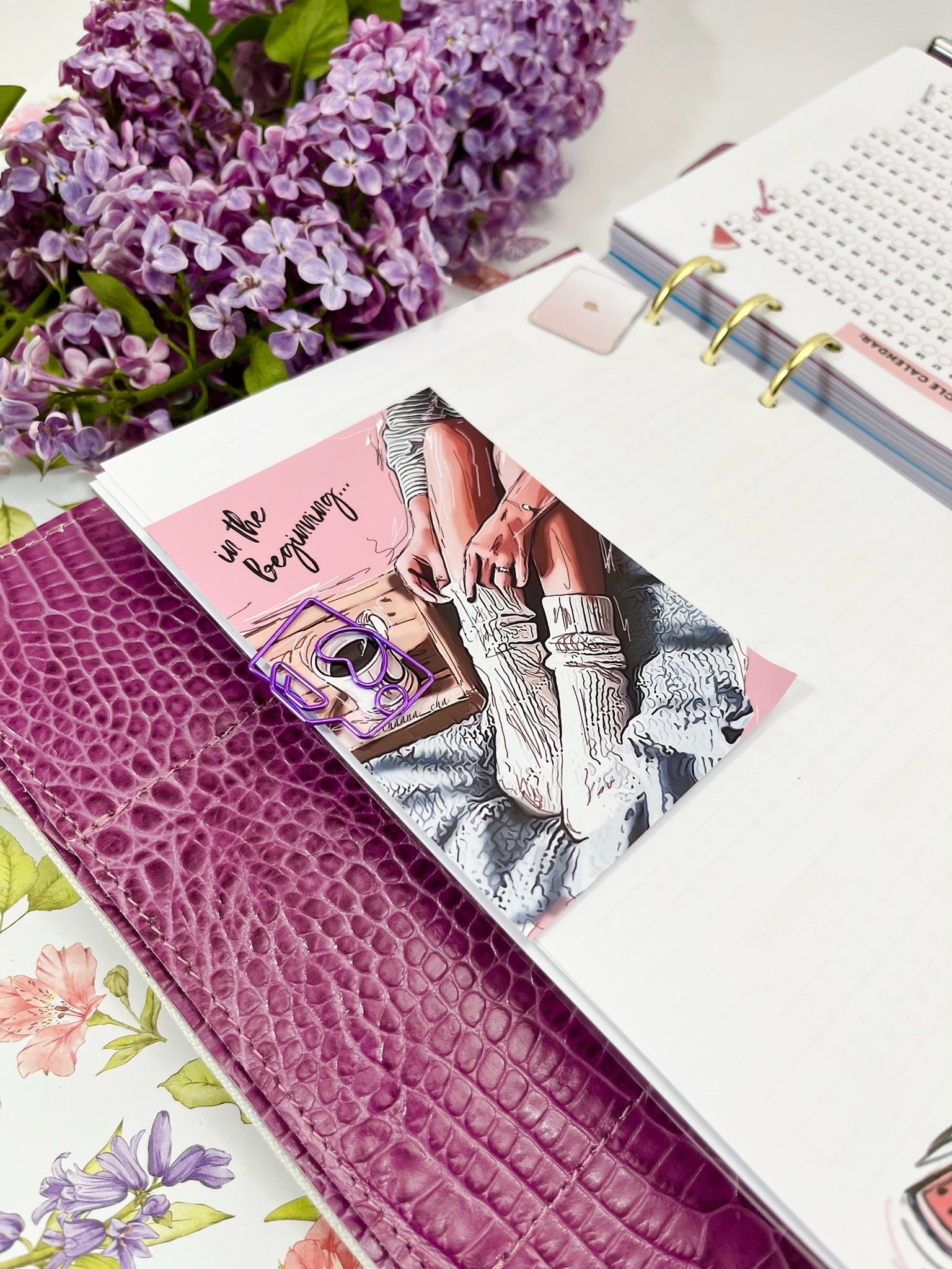 Cyprus, Limassol. Violet leather planner A5.