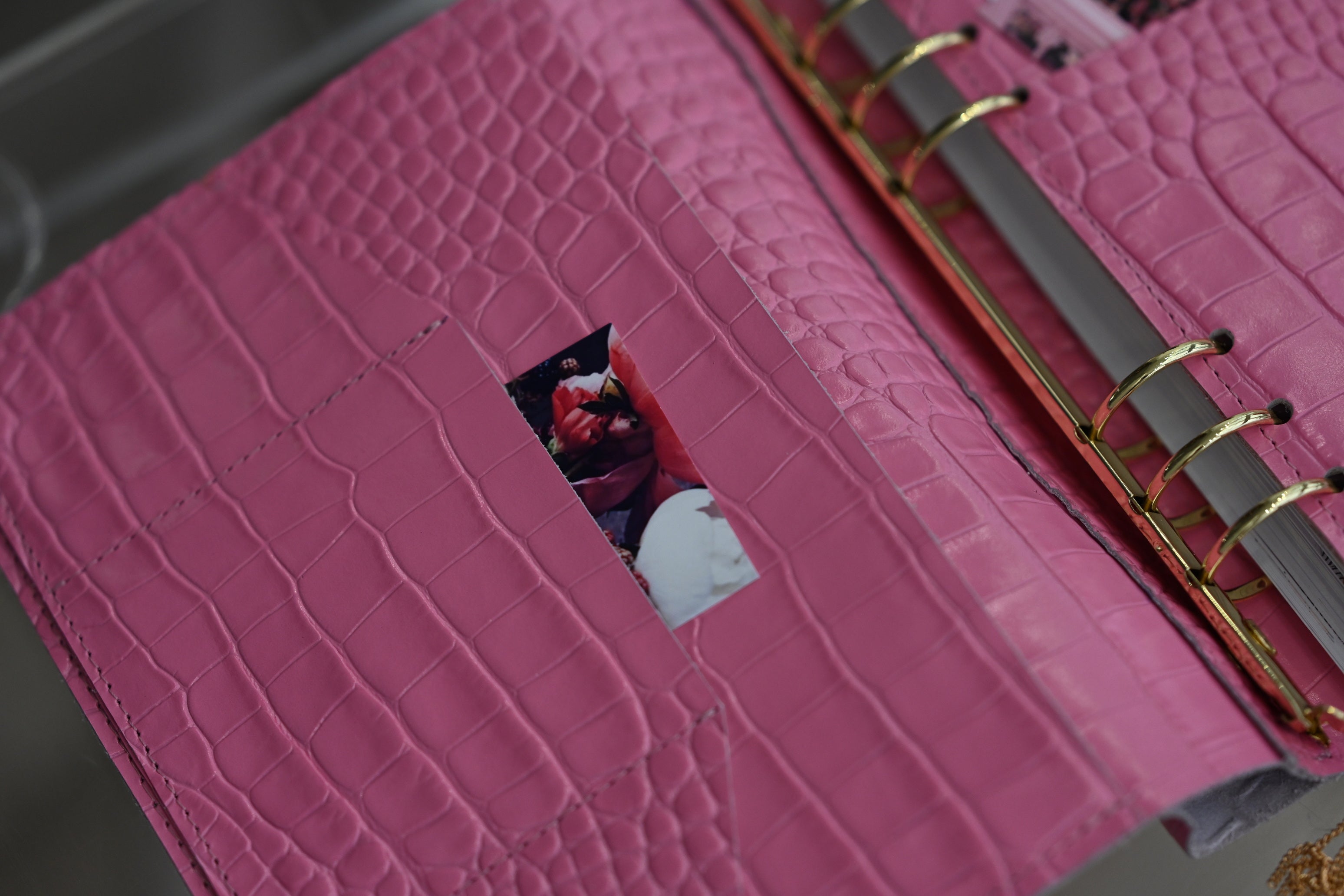 Cyprus , Limassol. Pink leather planner A5 with secret lock