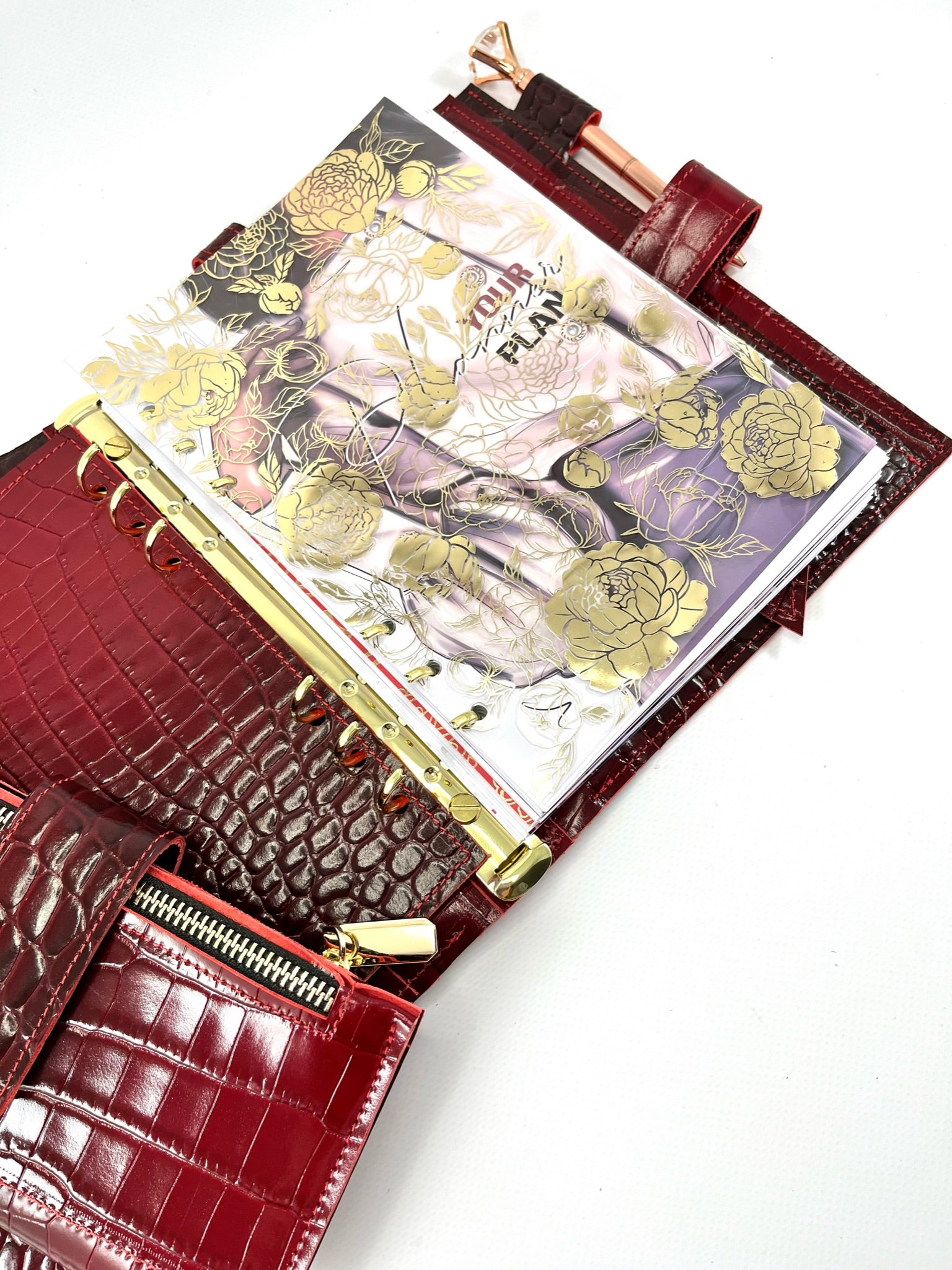 Cyprus, Limassol. Ombré black and red leather planner A5