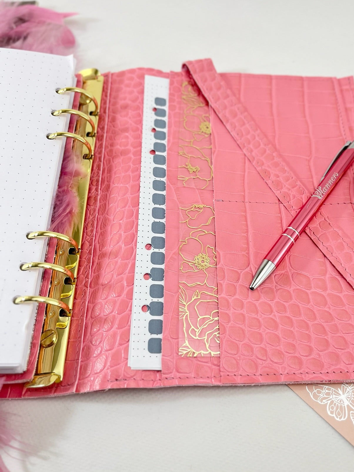 Cyprus , Limassol. Pink leather planner A5