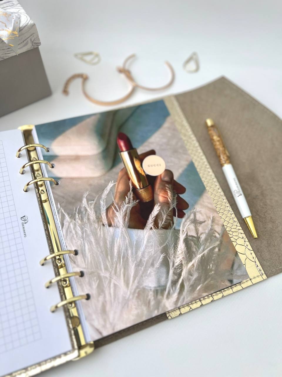 Gold leather planner A5