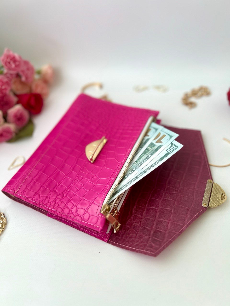 Hot pink leather notebook cover A5.