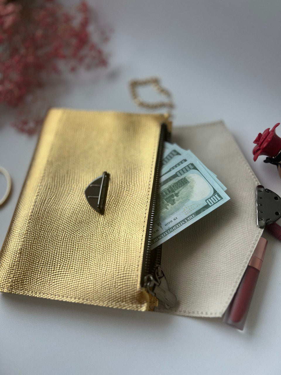 Gold leather planner A5