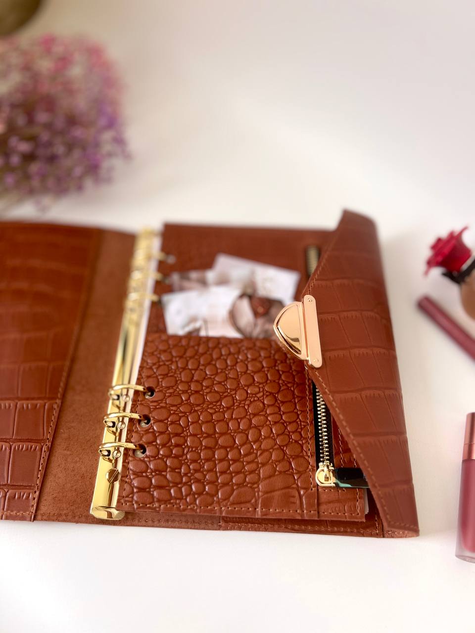 Brown leather notebook cover A5