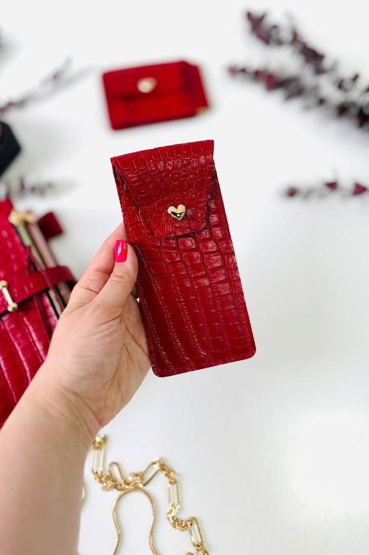 A6 red leather planner with wallet and pencil case- ideal gift.