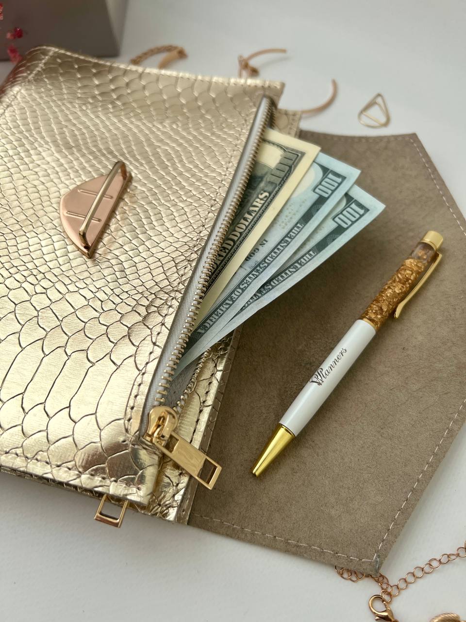 Gold leather planner A5