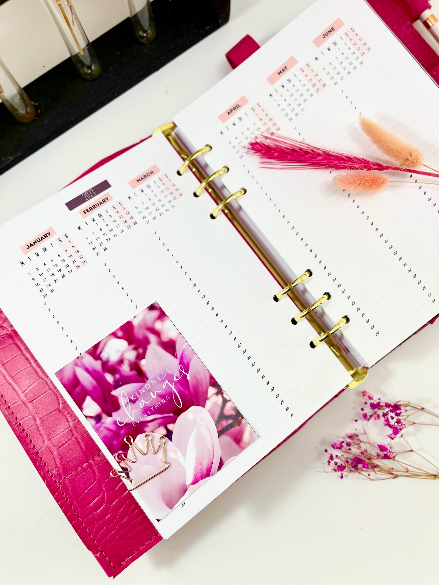 Pink leather notebook cover A5 for documents A4 and A5 format.