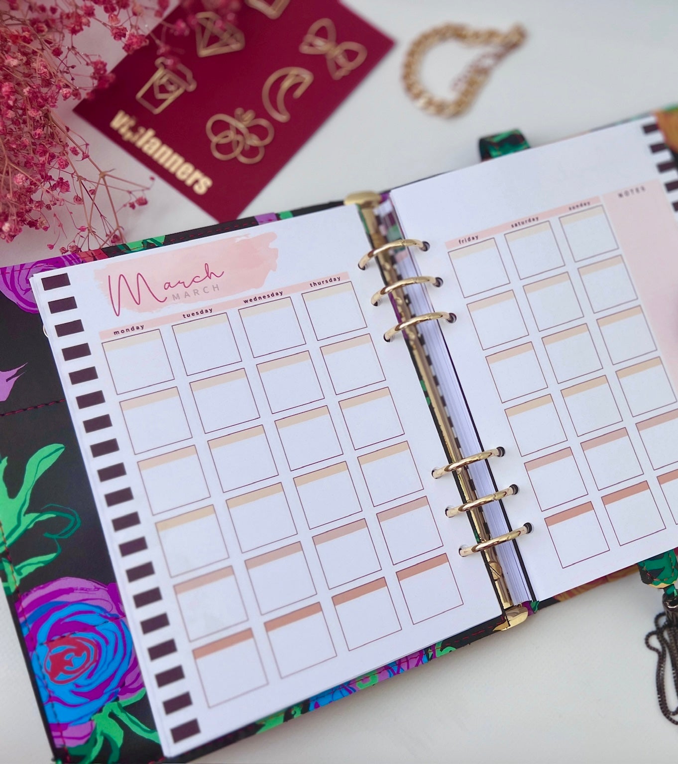 Cyprus, Limassol Flowers leather planner A5