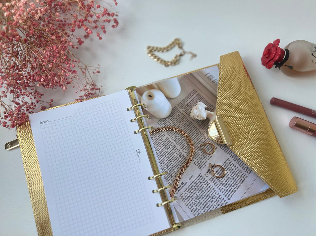 Gold leather planner A5