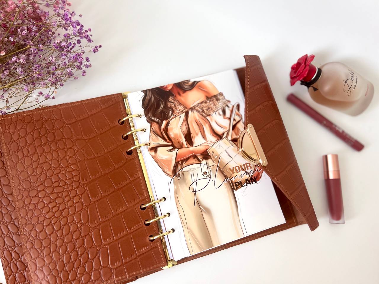 Brown leather notebook cover A5