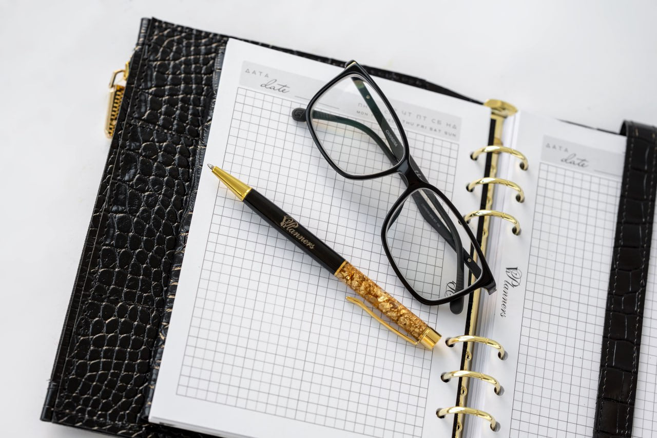 Black leather notebook cover A5 for documents A4 and A5 format.