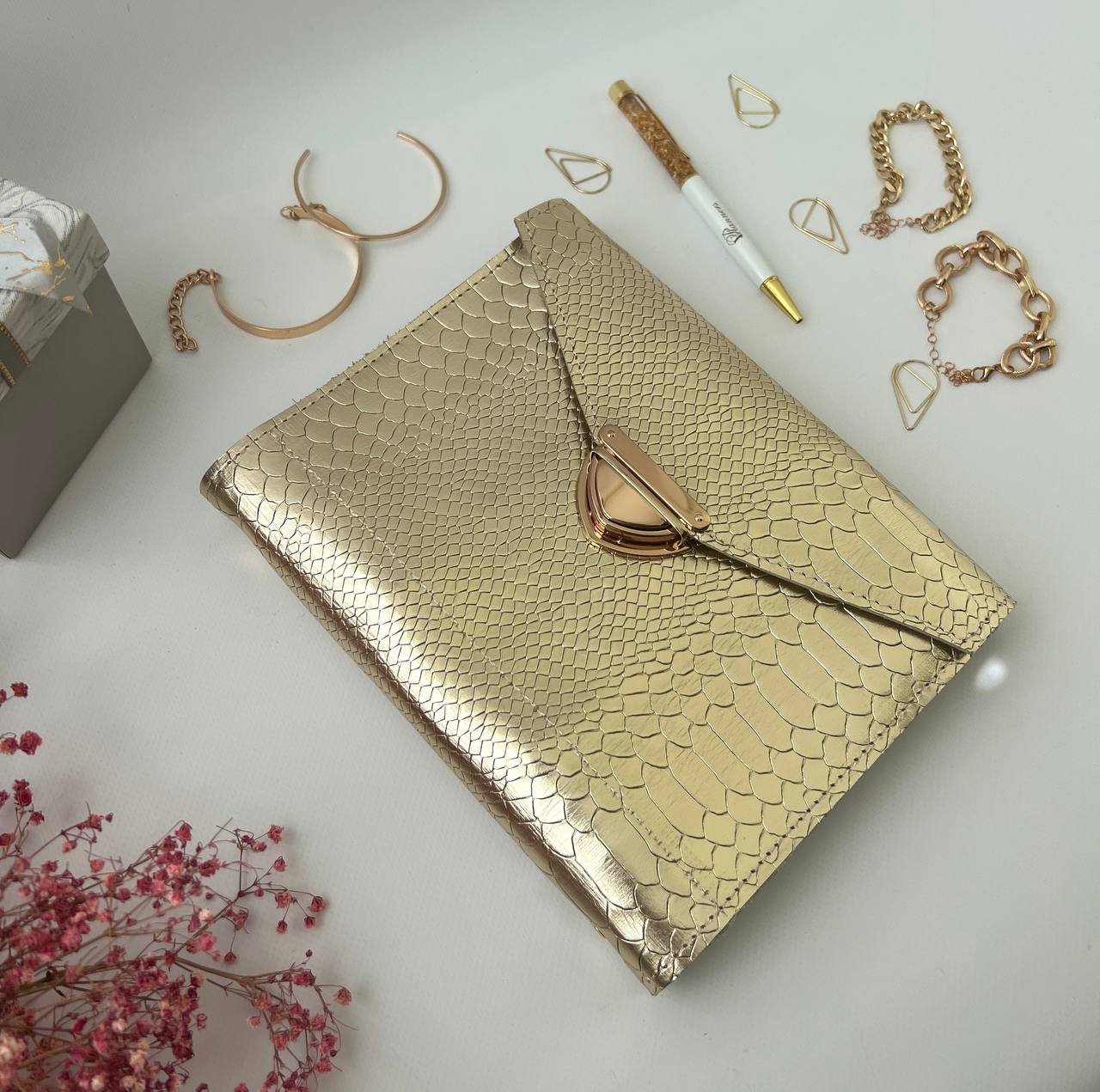 Gold leather planner A5