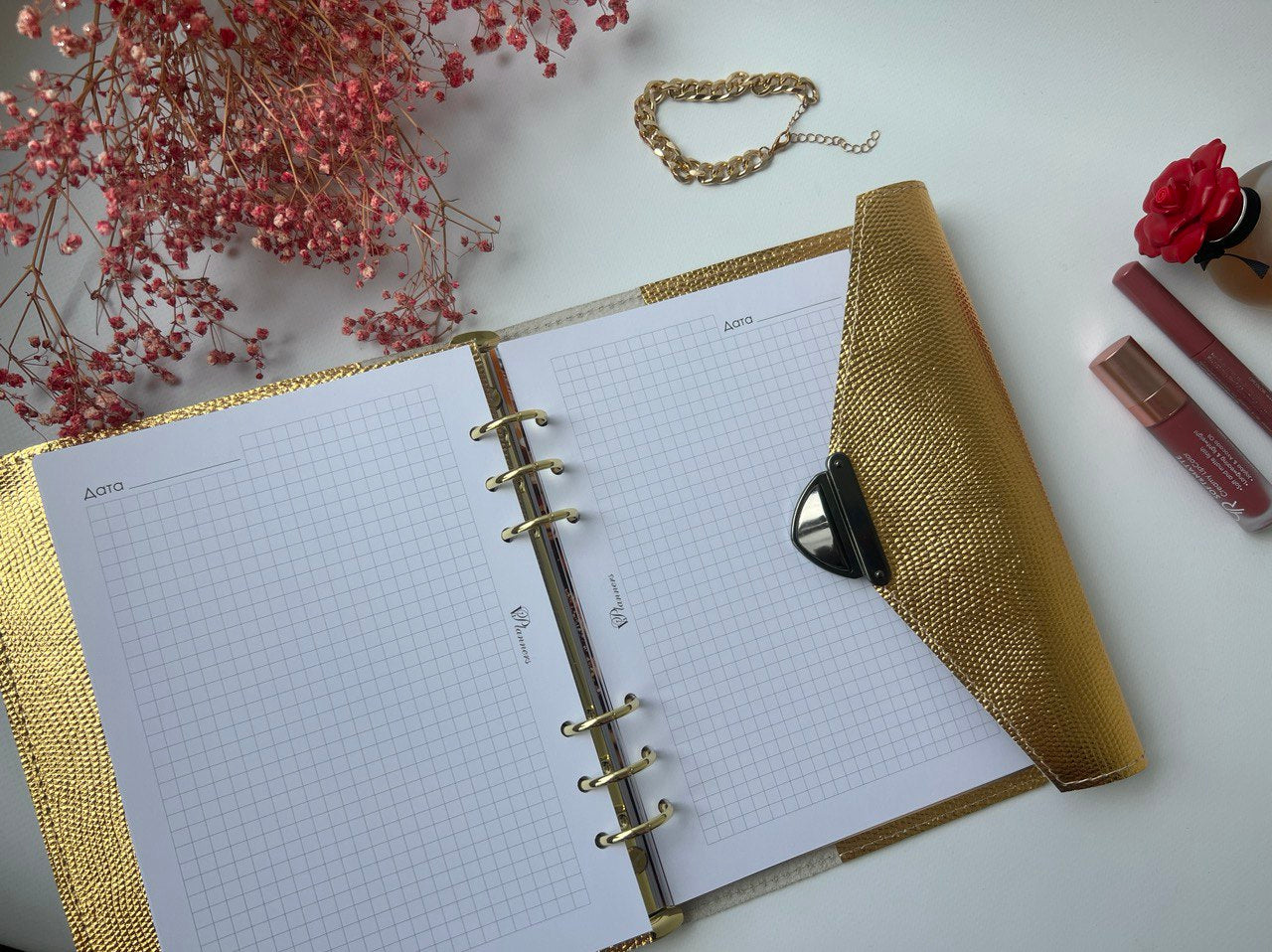 Gold leather planner A5
