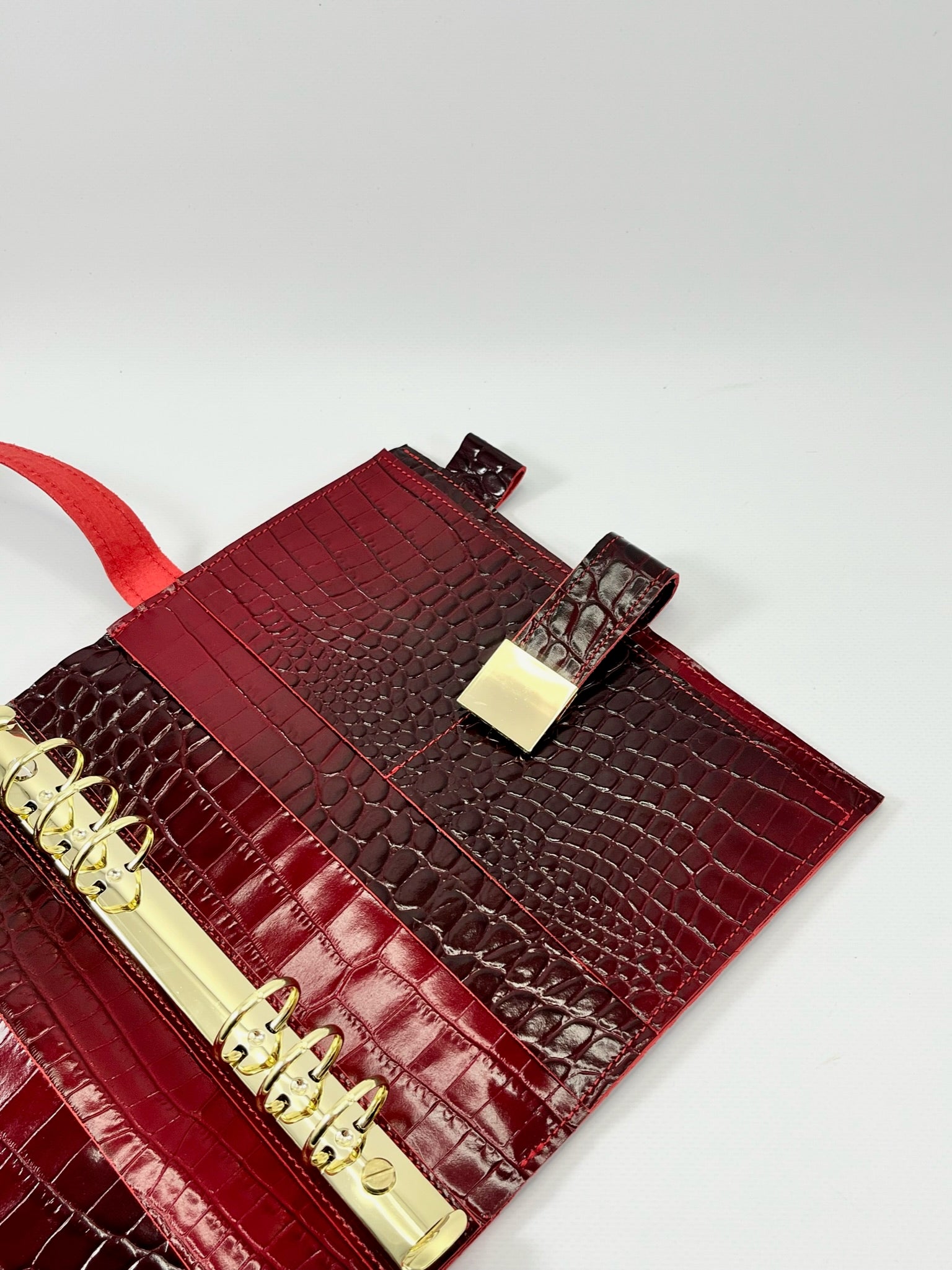 Cyprus, Limassol. Ombré black and red leather planner A5