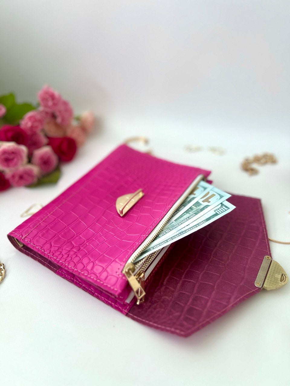 Hot pink leather notebook cover A5.