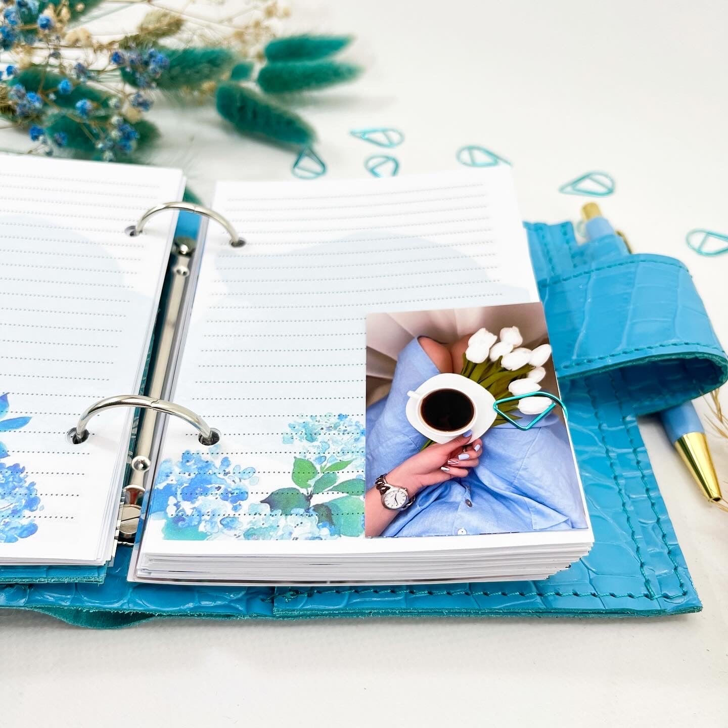 Leather Planner A7,mini  Planner, A7 binder, Ringbuch a7, Leather template, A7 ring binder, notepad for small handbag.