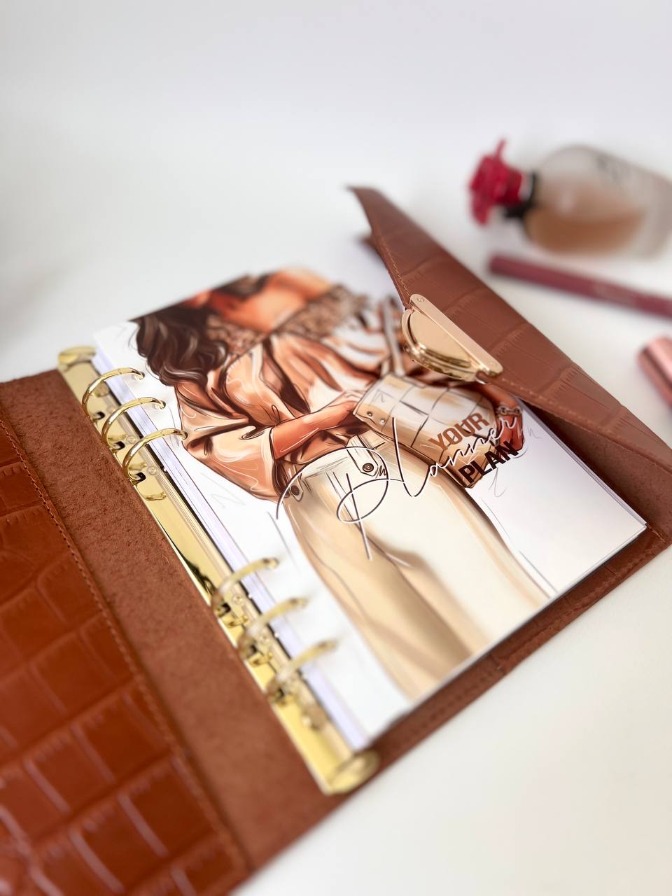 Brown leather notebook cover A5