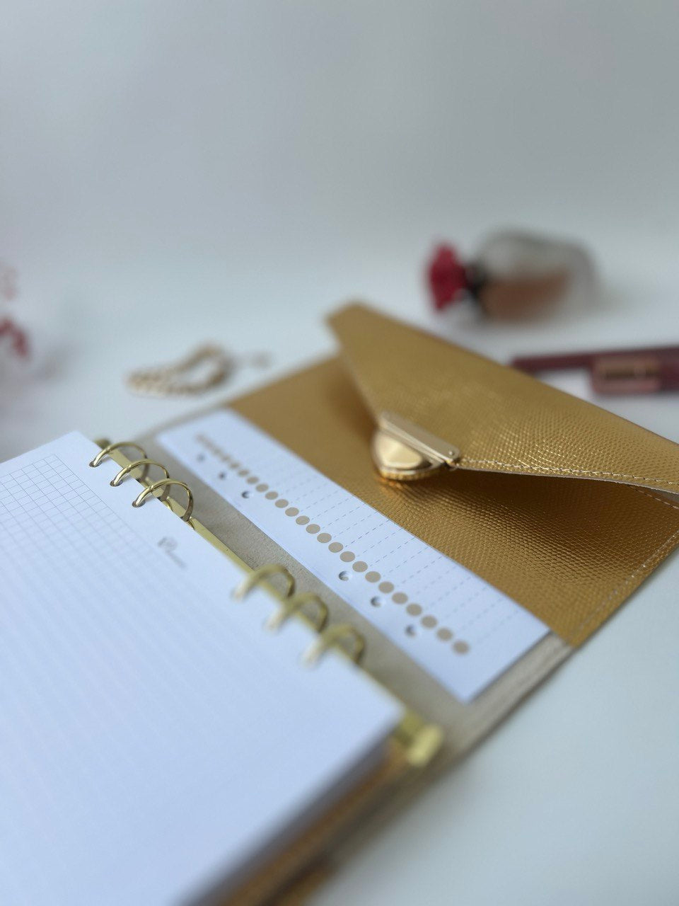 Gold leather planner A5