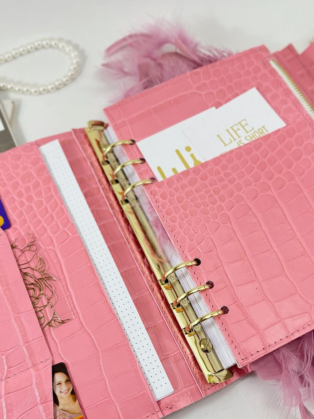 Cyprus , Limassol. Pink leather planner A5
