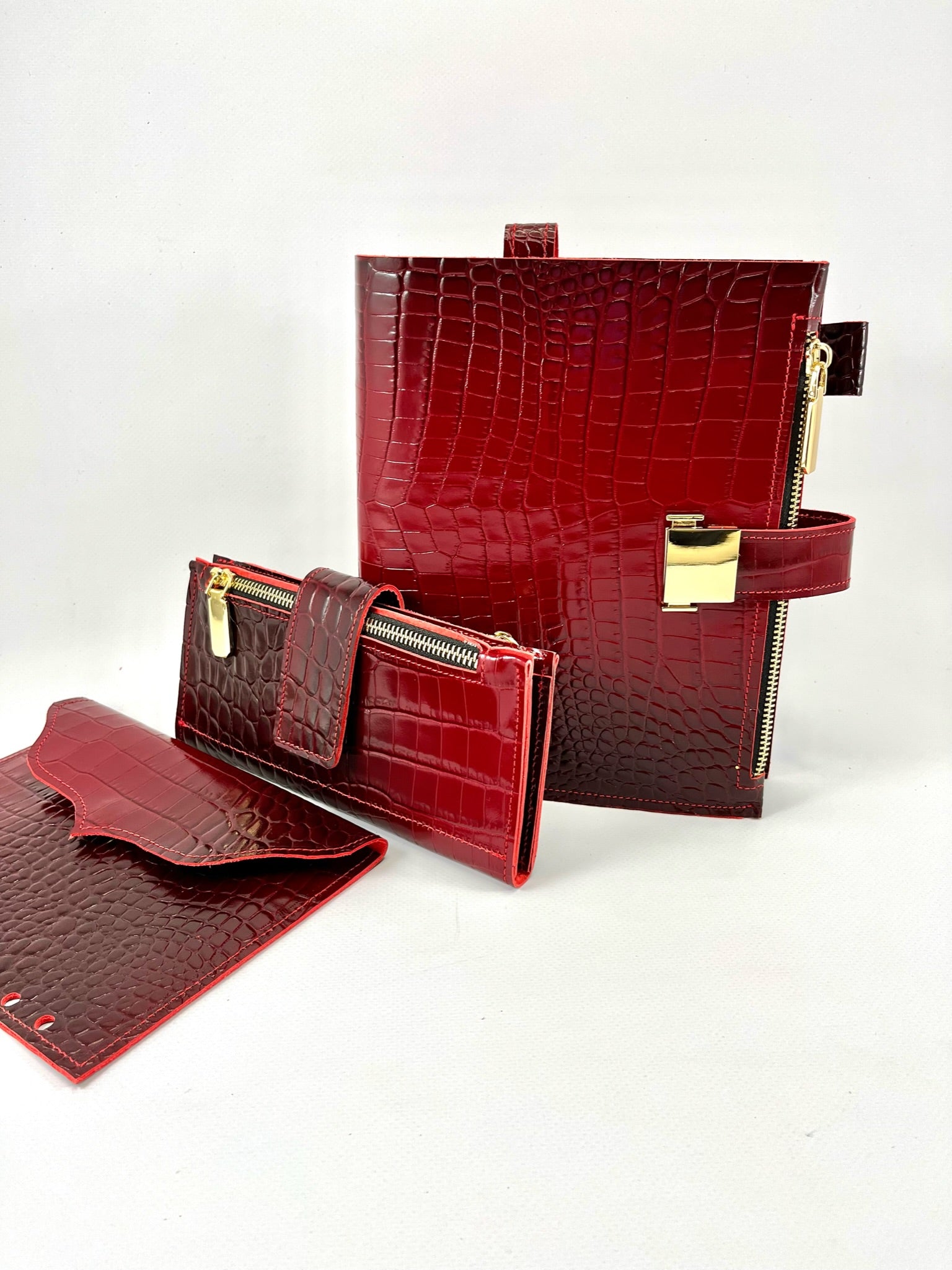 Cyprus, Limassol. Ombré black and red leather planner A5