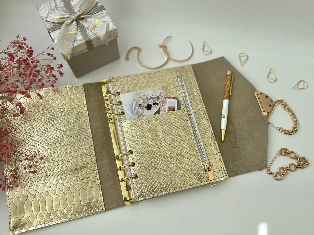 Gold leather planner A5