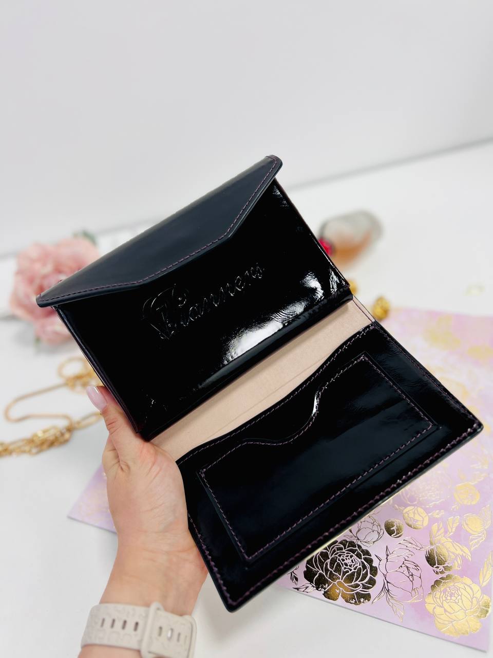 Cyprus,  Limassol. Black Leather Wallet organizer with notebook. Case for iPhone pro max.