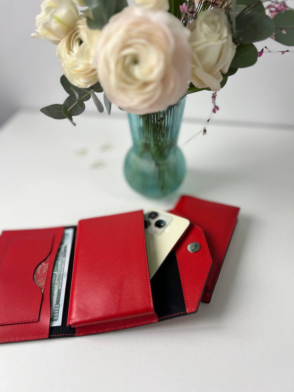 Cyprus,  Limassol. Leather Wallet organizer with notebook. Case for iPhone pro max.