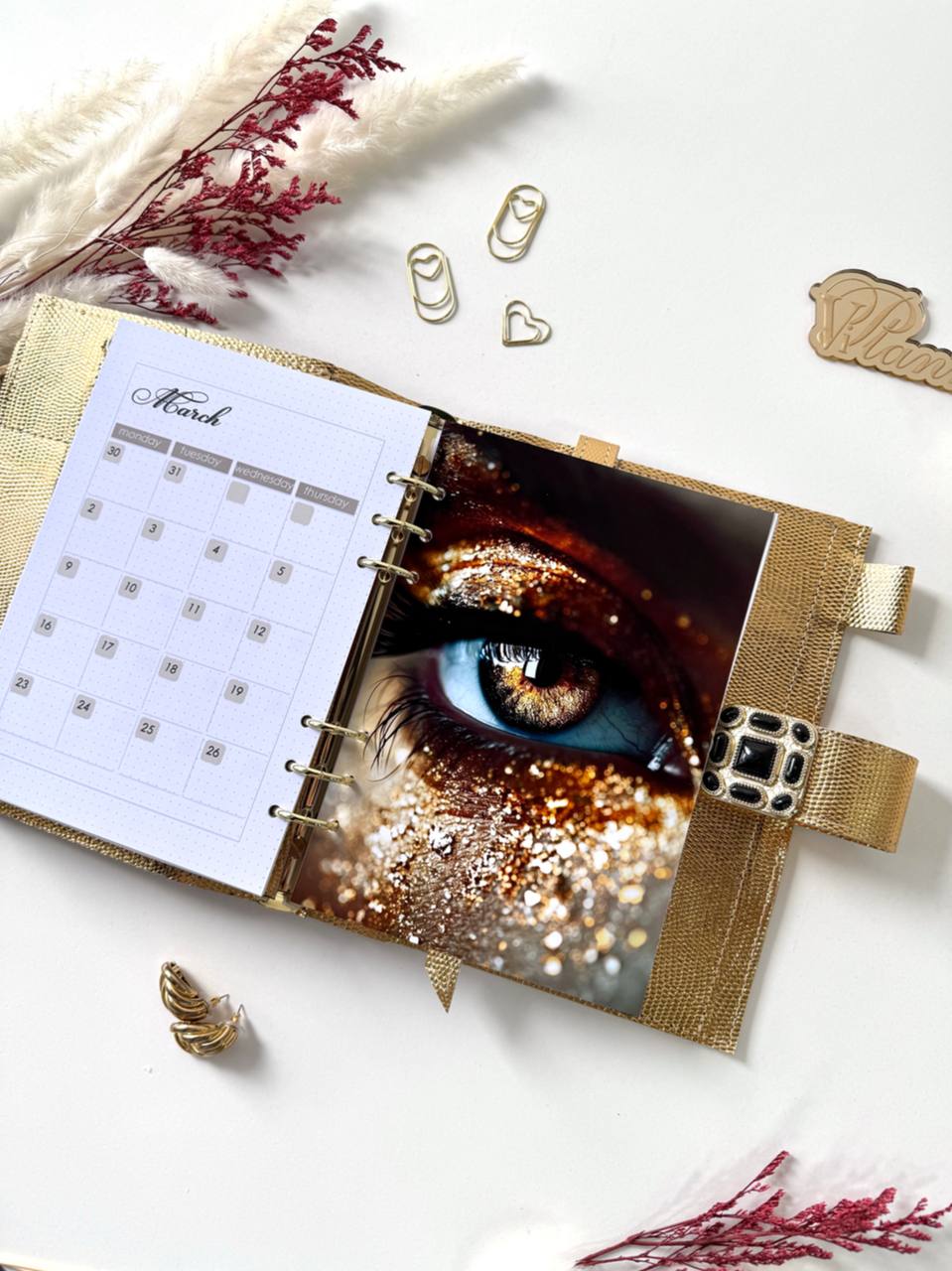 Cyprus, Limassol. Gold leather planner A5.