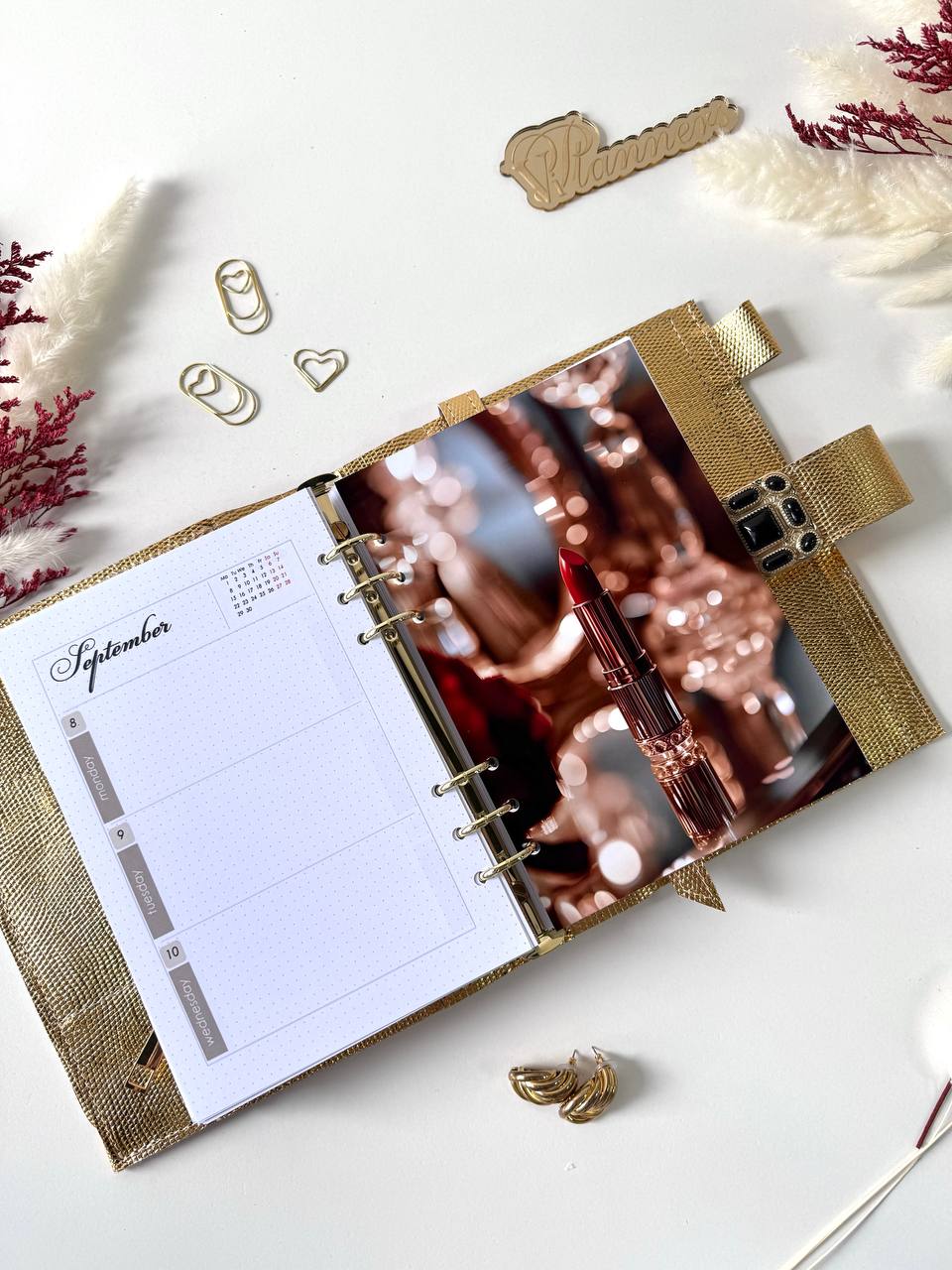 Cyprus, Limassol. Gold leather planner A5.