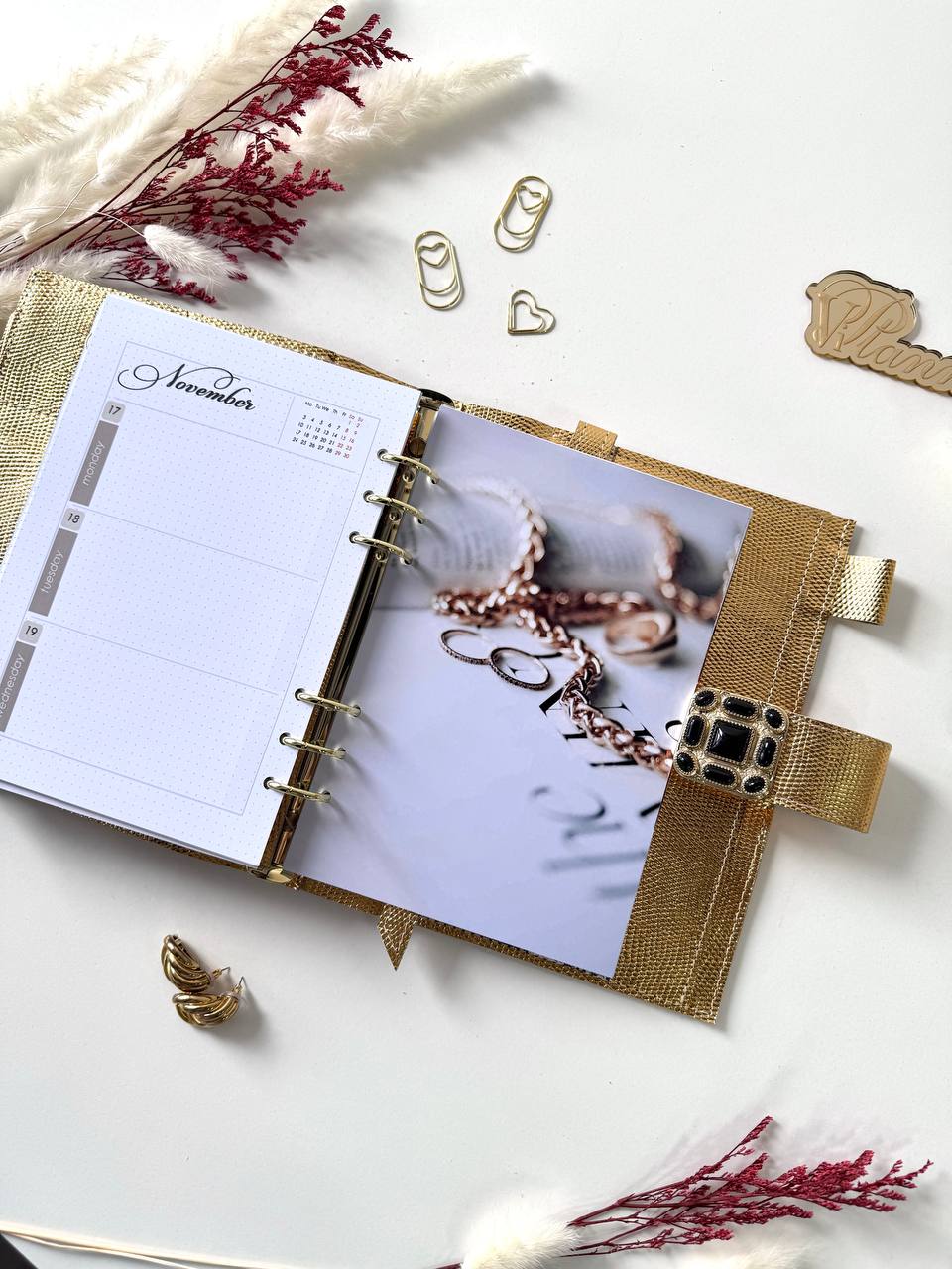 Cyprus, Limassol. Gold leather planner A5.