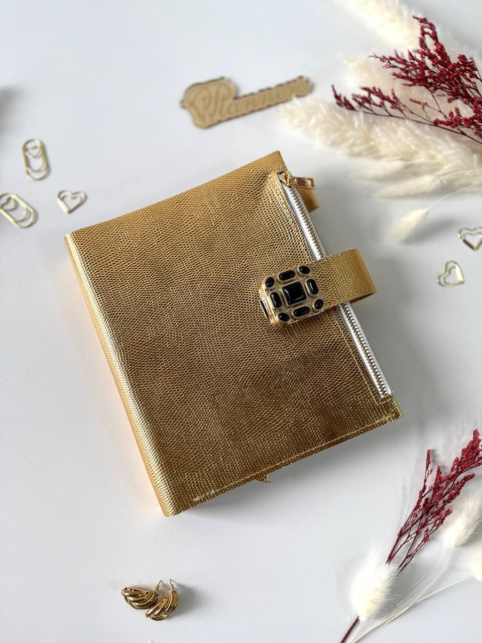 Cyprus, Limassol. Gold leather planner A5.