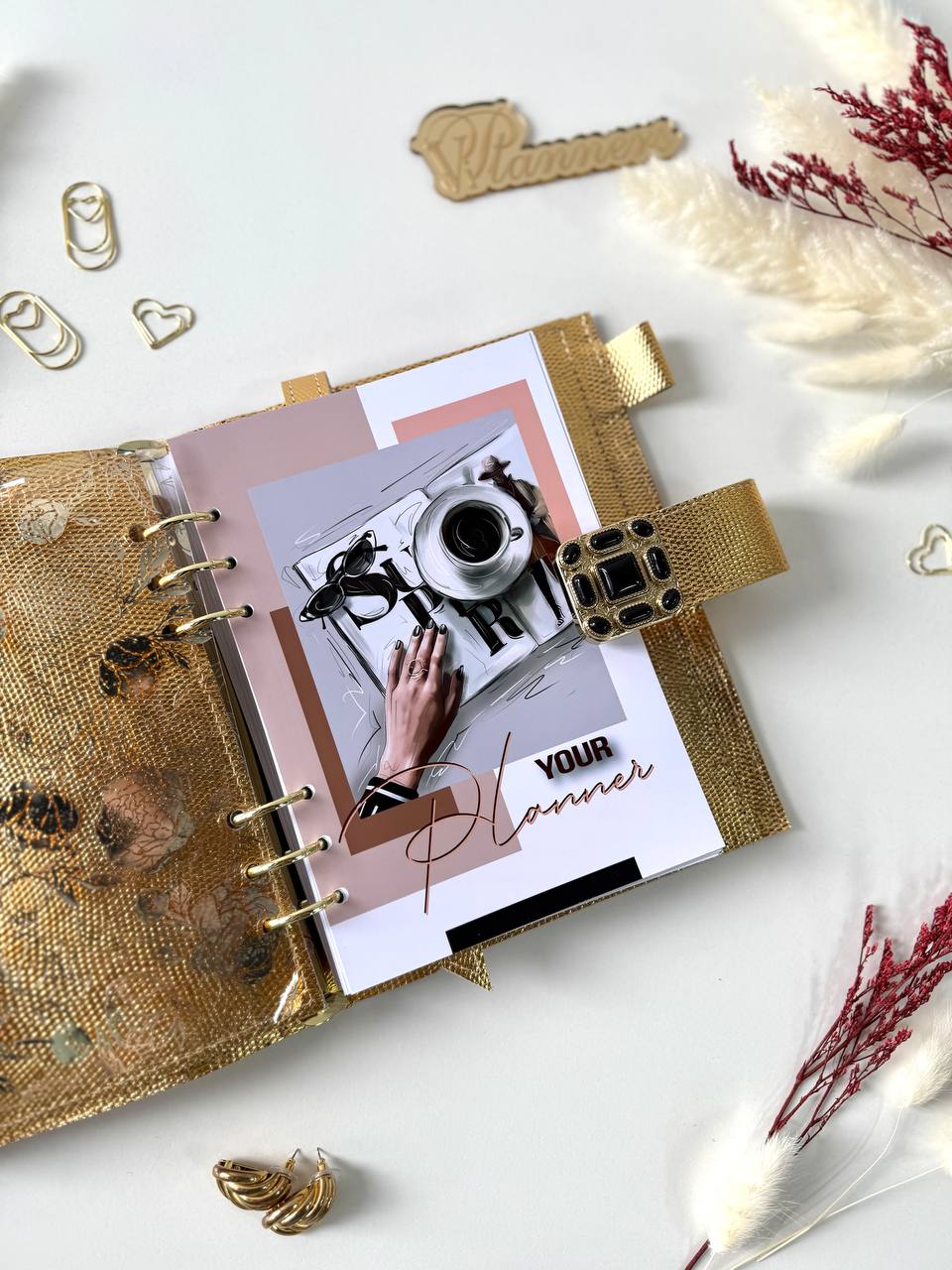 Cyprus, Limassol. Gold leather planner A5.