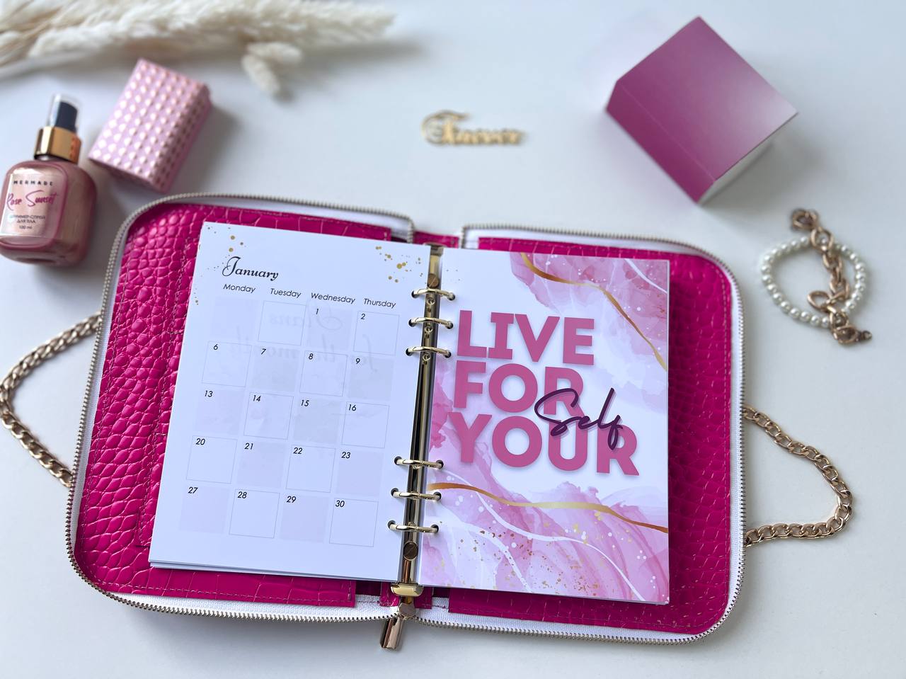 Natural Italian Leather Pink Planner A5, Ringbuch a5, Leather template, A5 ring binder,Binder a5,Leather wallet template,Binder wallet.