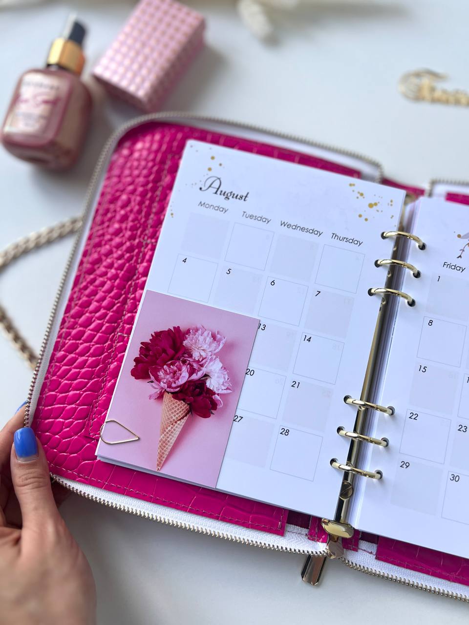 Natural Italian Leather Pink Planner A5, Ringbuch a5, Leather template, A5 ring binder,Binder a5,Leather wallet template,Binder wallet.