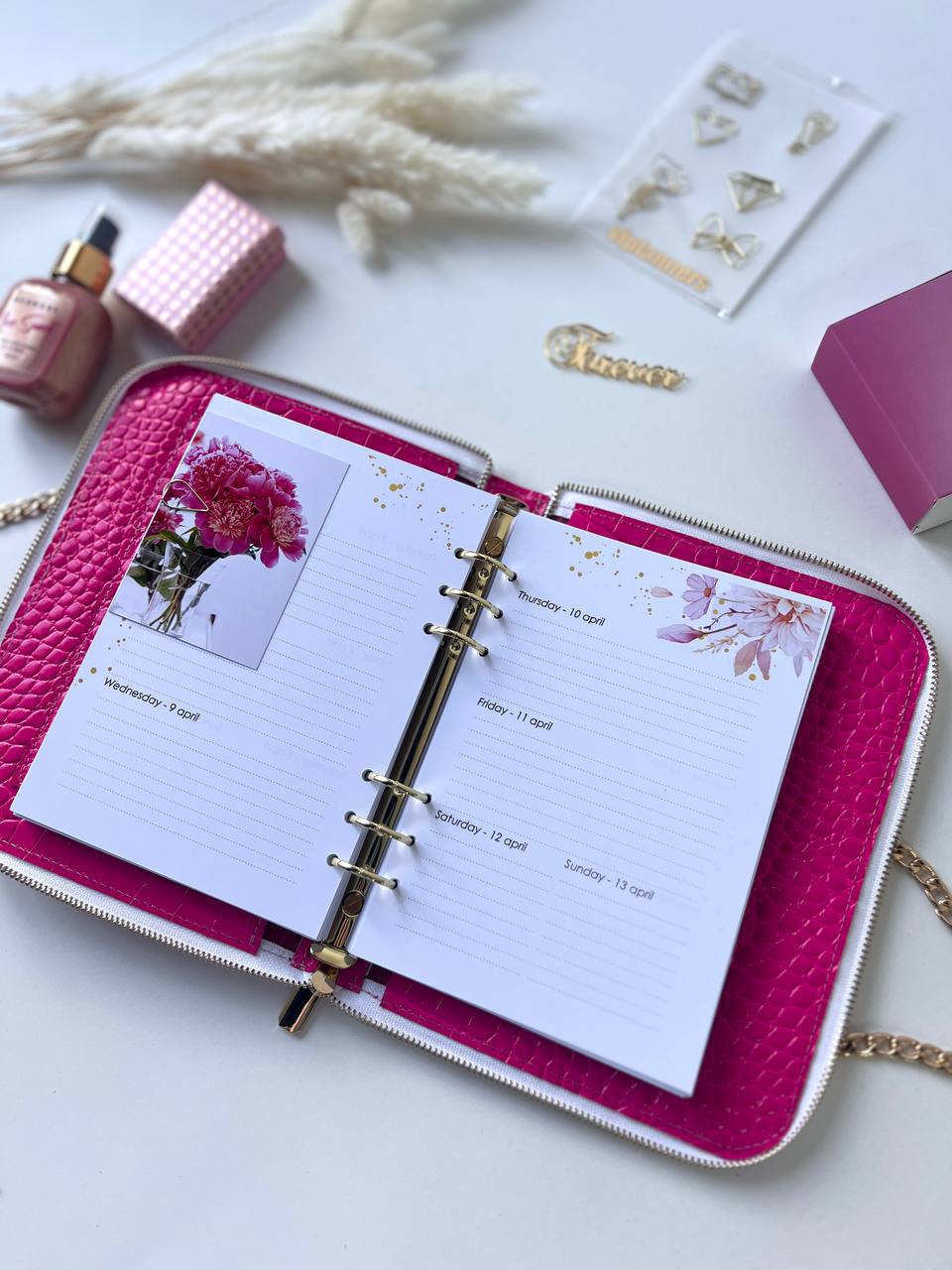 Natural Italian Leather Pink Planner A5, Ringbuch a5, Leather template, A5 ring binder,Binder a5,Leather wallet template,Binder wallet.