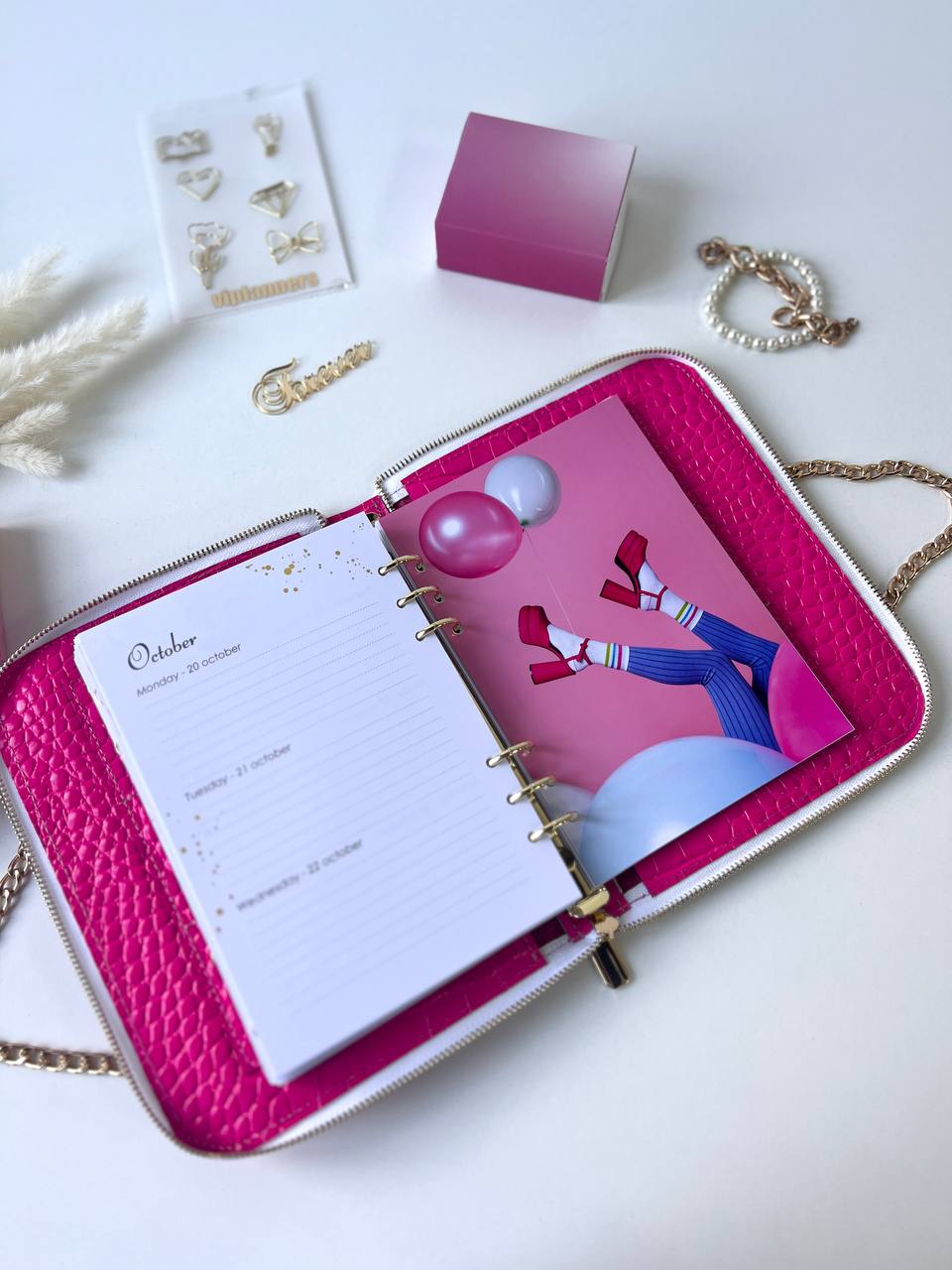 Natural Italian Leather Pink Planner A5, Ringbuch a5, Leather template, A5 ring binder,Binder a5,Leather wallet template,Binder wallet.