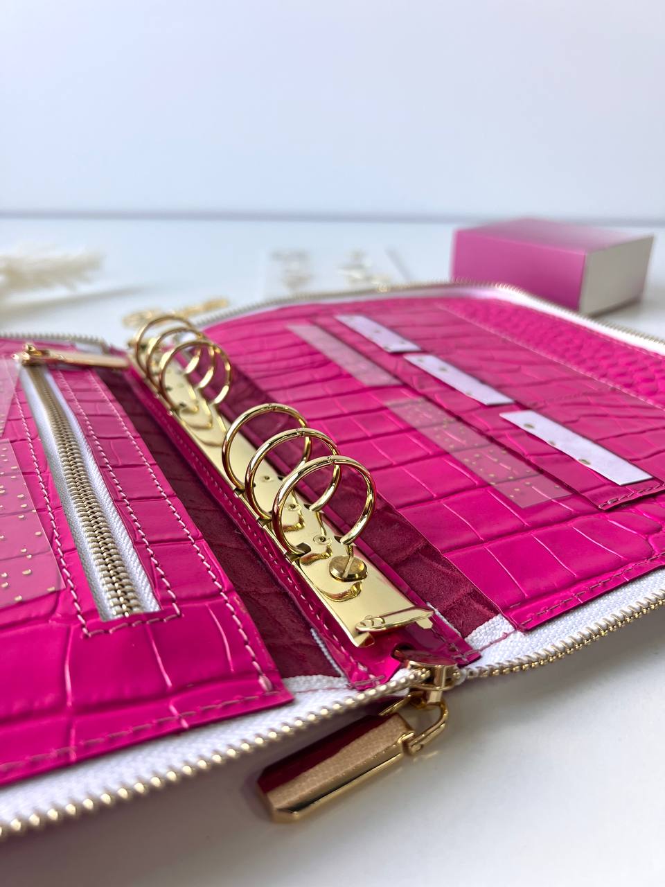 Natural Italian Leather Pink Planner A5, Ringbuch a5, Leather template, A5 ring binder,Binder a5,Leather wallet template,Binder wallet.